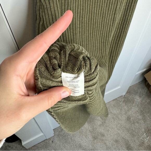 Thrills Bronte Olive Green Ribbed Knit Stretch Midi Skirt Size 10 - Picture 5 of 5